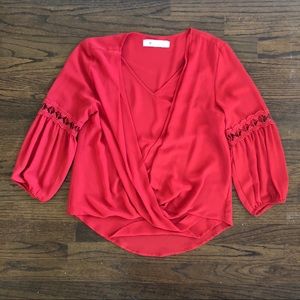 NWOT Impeccable Pig | Red Flowy Blouse